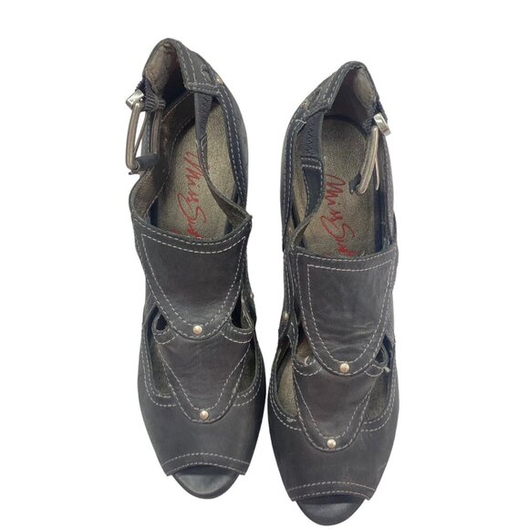 MISS SIXTY Women Sandals Size 8.5 Black Open Toe Heeled Business Casual - Picture 2 of 11